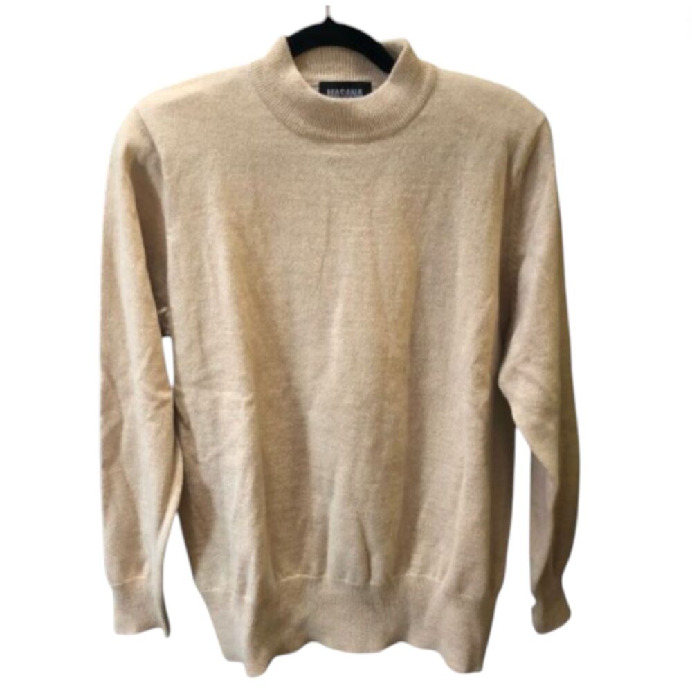 80s Vintage Cream 100% Wool Turtleneck Pullover Sweater Oversized XL